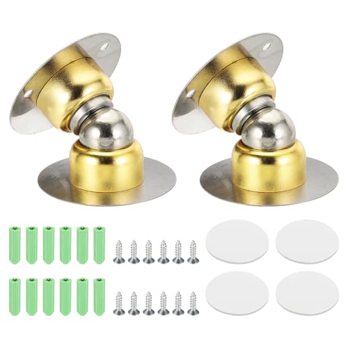 uxcell 2PCS 1.9" Magnetic Door Stoppers, Wall Floor Mounted Magnetic Door Catch Holder, Stainless Steel Door Stops for Bedroom, Bathroom, Kitchen, Office, Gold - color: Gold, size: 1.9"