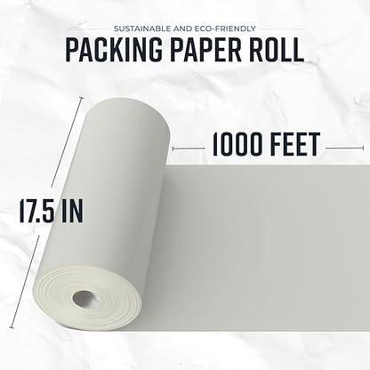 Bryco Goods Large Newsprint Packing Paper Roll 1000'L x 17.5”W, Made in USA - size: 1000' x 17.5" (Roll)