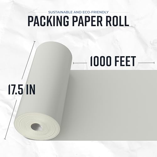 Bryco Goods Large Newsprint Packing Paper Roll 1000'L x 17.5”W, Made in USA - size: 1000' x 17.5" (Roll)