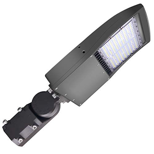 LED Parking Lot Lights 150W Shoebox Street Pole Lighting Fixture 5700K - color: 150W + (100-277V 5700K), size: Adjustable Slip Fitter Mount Bracket
