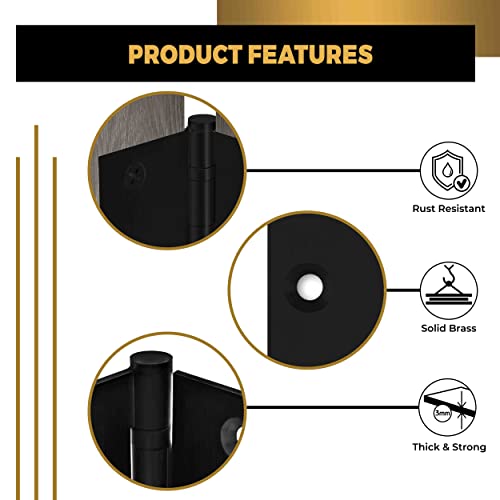 Black Heavy Duty Door Hinge Matte Black Ball Bearing 4x4 Inch Heavy Duty - Set of 24 Solid Brass Matte Black Door Hinges (Flat Black) - color: Flat Black