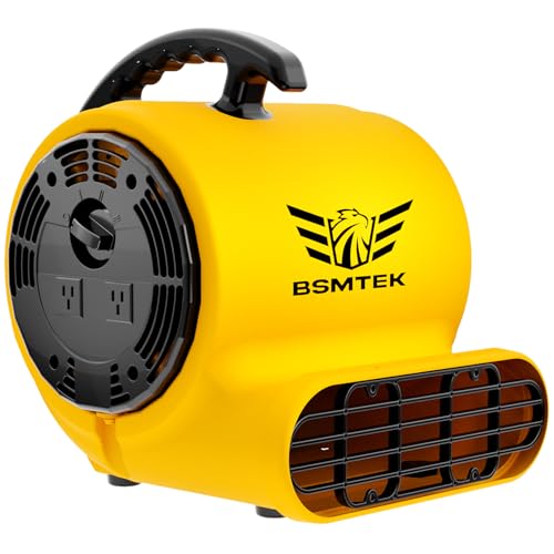 Air Mover Blower Fan, Industrial 1/2HP 2500CFM Monster Floor Blower Carpet Dryers - 3 Speeds, 4 Adjustable Angles, 15FT Long Cord, Stackable - 2026 Upgraded - color: Yellow, size: 2500CFM