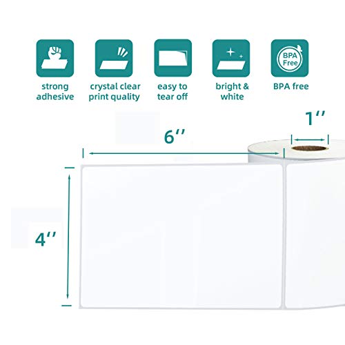 4 Rolls 450 Labels 4x6 3-Proof Direct Thermal Shipping Labels Used with Zebra 2844 ZP450 ZP505 ZP500 GK420D GX420 Rollo MUNBYN, LabelChoice 1" Core Permanent Adhesive Sticker Label Made for FedEx UPS - color: 4"x6"-1800 Labels