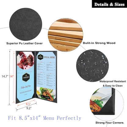 Restaurant Menu Covers Holders 8.5" X 14", 1 Pack, 2 View, Black - size: 8.5"x14"(2 views/ 1pack)