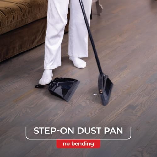 O-Cedar Strong Sweep Broom and Dustpan Set with Detail Brush | Indoor Outdoor Heavy Duty Stiff Bristle Broom | Step-On Dust Pan - size: Strong Sweep Broom and Brush