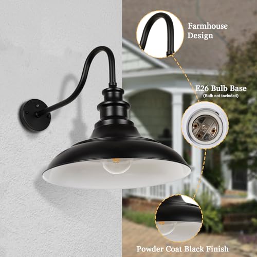 Exterior Farmhouse Barn Light,3PCS Dusk to Dawn Outdoor Lighting, 16 Inch Vintage Outside Garage Lights Fixtures for Patio Frontdoor Entryway Doorway, Matte Black - color: Black White3, size: Dusk to Dawn