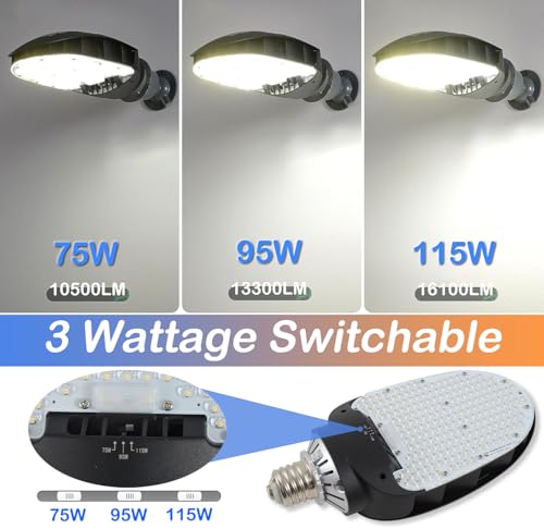 LED Shoebox Corn Retrofit Lamp, 75W/95W/115W Selectable, 5000K 16100LM