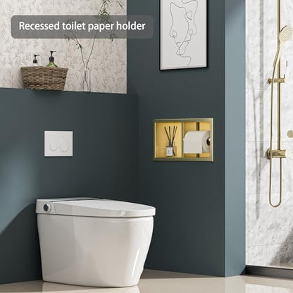 Neodrain Gold Dual Roll Recessed Toilet Paper Holder,for Standard/Mega Roll - color: Gold