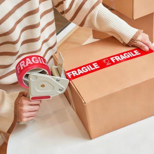 Ciieeo Fragile Packing Tape Fragile Warning Tape Stickers Seal Stickers Sealing Fragile Labels Packaging Heavy Duty Packing Care for Small Business Moving Box 1 Roll 100M