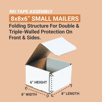 BOX USA 8x8x6 Shipping Boxes Small (50-Pack) Heavy Duty Corrugated Cardboard Boxes for Packing, Mailing, Packaging, Moving, & Storage, Moving Supplies for Home & Office - size: 8x8x6