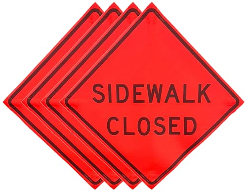 36"x36" Sidewalk Closed Orange Mesh Roll-Up Signs 4-Pack - color: Sidewalk Closed