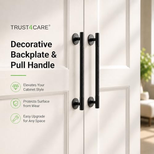 trust4care 4-Pack 2.3" Black Backplates of Bifold Closet Door Cabinet Knob - color: Black, size: Set of 4