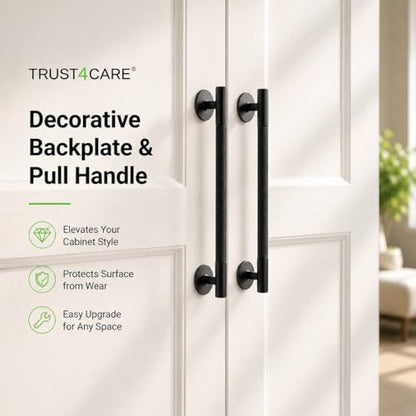 trust4care 4-Pack 2.3" Black Backplates of Bifold Closet Door Cabinet Knob - color: Black, size: Set of 4
