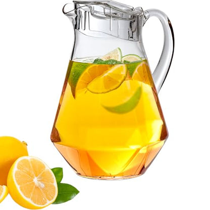 Amazing Abby - Sparkly - Plastic Pitcher (64 oz, 2 Quart), Clear Water Pitcher with Lid, Fridge Jug, BPA-Free, Shatter-Proof, Great for Iced Tea, Sangria, Lemonade, Juice, Milk, and More - style: Sparkly (64 oz)