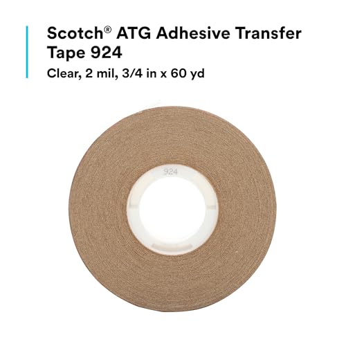 3M Scotch ATG Adhesive Transfer Tape 924, Clear, 3/4 in x 60 yd, 1 Roll - size: 0.75 in x 60 yd