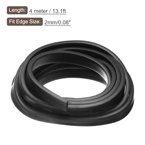 uxcell U Channel Edge Trim, 13.1ft Length Rubber Guard Seal Strip Edge Protector Flat Type Fit for 2mm Edge, (15/64" W x 25/32" H) Black - size: Fit 2mm x 13.1'L x 25/32"H x 15/64"W