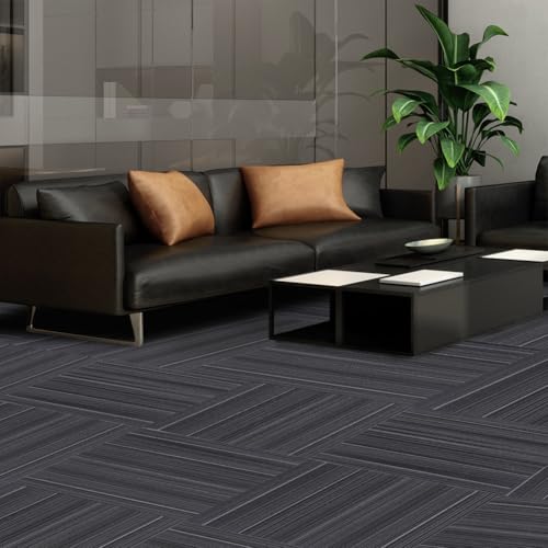 ALTRUISTIC Heavy Duty Commercial Carpet Tiles, 24" x 24",18 Pieces/72 sq ft - color: Black
