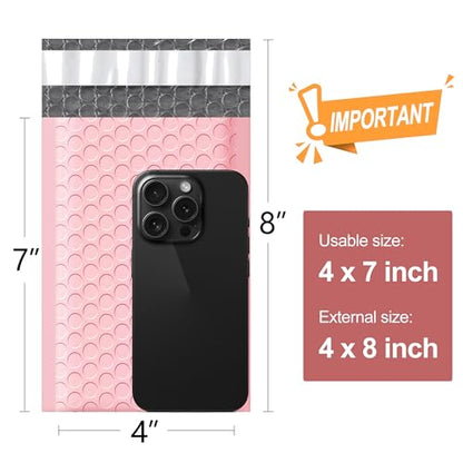 Famagic Light Pink Bubble Mailers 4x8 for Small Business, 100pcs Usable 4x7 - color: Light pink, size: 4x8 100pcs