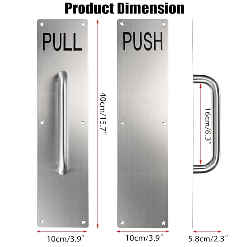 Sumnacon 1 Set 16" Stainess Steel Door Handle Pull Push Plate Handle,Silver - color: Silver, size: 15.7x3.9 Inches