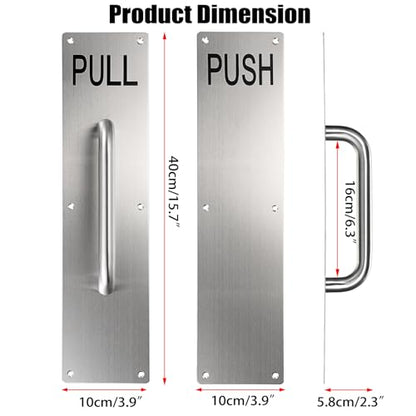 Sumnacon 1 Set 16" Stainess Steel Door Handle Pull Push Plate Handle,Silver - color: Silver, size: 15.7x3.9 Inches