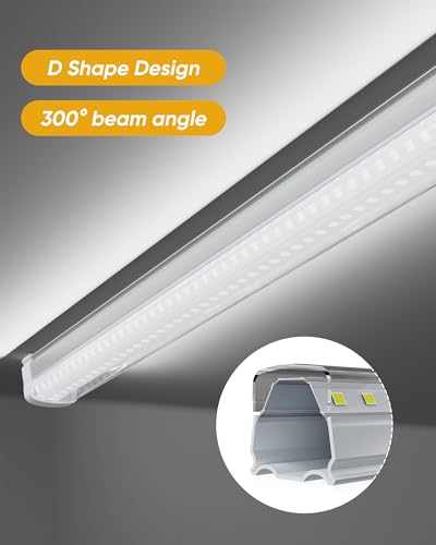 4FT 4 Pack Super Bright LED Shop Lights, 60W 9600LM 6000K Daylight - size: 9600LM-4Pack-300° Wide Beam