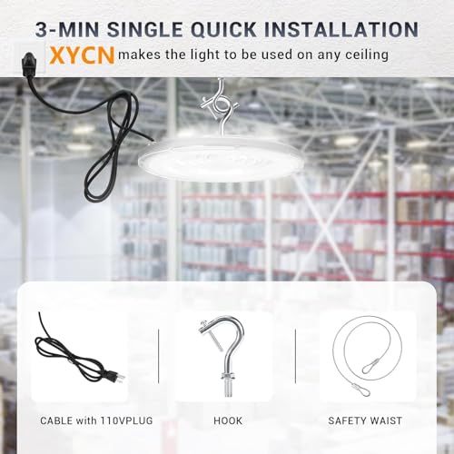 XYCN 15 Pack 250W UFO Led High Bay Light,120VAC,5000K Daylight Commercial Bay Lighting,IP66 Waterproof,41050LM,1150W MH/HPS with Plug Area Lighting for Warehouse/Shop/Workshop/Barn/Gym/Factory - size: 250W 15pack UFO high bay light