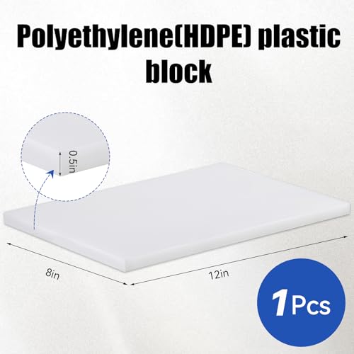 HDPE Plastic Block 1/2in White Plastic Block 12x8In Perfect for Diverse DIY Crafts Industrial Machining and Home Improvement Projects - color: White, size: 12x8x0.5In