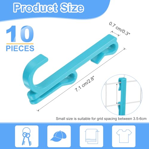 uxcell 10 Grid Wall Hooks, 2.8 Inch Grid Wall Panel Plastic Utility Hook, Shelf Hooks for Garage Store Warehouse Shop Home Hanging, Blue - color: Blue