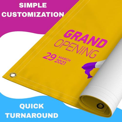 Custom Vinyl Banner - Vinyl Printed Personalized Banner Indoor & Outdoor Use for Display, Business, Events, Trade Shows, Grand Openings, Celebrations - ANY SIZE, ANY DESIGN - Next Day Turnaround | Print with Provision (Portrait) - size: Portrait