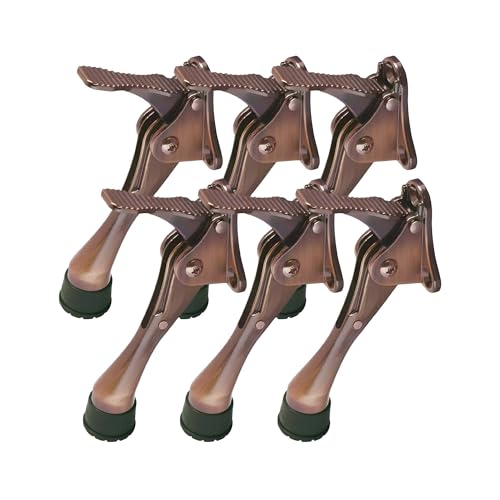 HA SHI 6 Stoppers Kickdown Door Stop for Bottom of Door, 4 in, Bronze - color: Antique Bronze, size: 4 INCH X 6 PACK