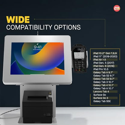 Anti-Theft Kiosk Stand – Point of Sale Station with Credit Card Reader Slot & Printer Slot for iPad 11 (A16) - Pro 11-inch M4 - Air 11-inch M3- iPad 10th Gen - Galaxy Tab & More Tablets