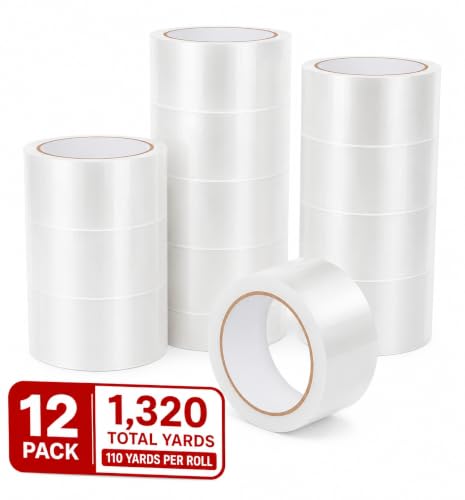 SUPERNOVA Heavy Duty Clear Packing Tape, 12 Pack, 110 Yards Per Roll