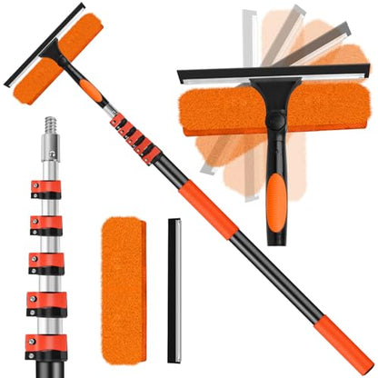 30FT High Window Cleaning Kit with Pole,Professional Window Clean Pole Kit - color: 10.65in Squeegee, size: 24FT(Reach 30ft)