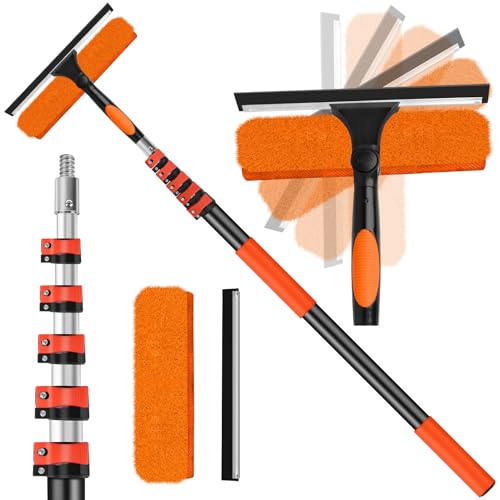 30FT High Window Cleaning Kit with Pole,Professional Window Clean Pole Kit - color: 10.65in Squeegee, size: 24FT(Reach 30ft)