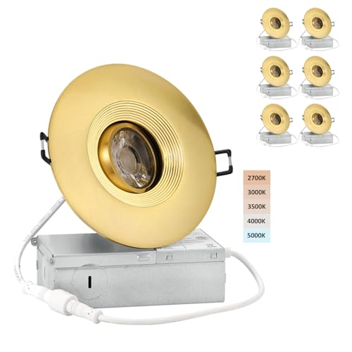 POPANU 4 Inch Gimbal LED Recessed Lights 6 Pack, Adjustable Downlight, Gold - color: Gold, size: 4 Inch