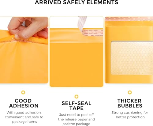Fuxury Kraft Bubble Mailer 10.5x16" 200 Pack Self Seal Padded Envelopes - color: Yellow, size: 10.5x16" 200PC