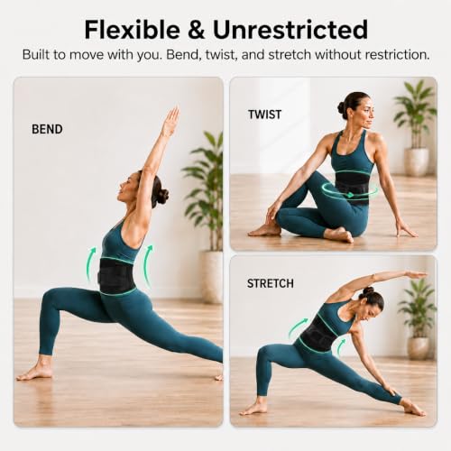 Breathable Back Brace for Women & Men, Ultra-Thin Lower Back Support Belt - size: L/XL(Waist:43"-53")