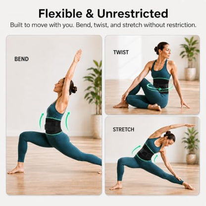 Breathable Back Brace for Women & Men, Ultra-Thin Lower Back Support Belt - size: L/XL(Waist:43"-53")