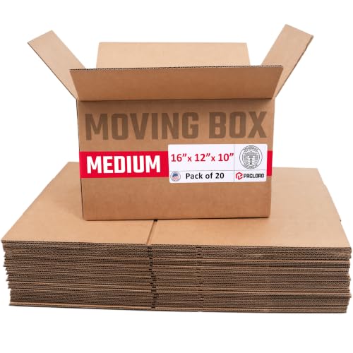 Medium Moving Cardboard Boxes 16"L x 12"W x 10"H (Pack of 20) - USA-Made Packing Boxes for Moving, Shipping, or Storage - USPS, UPS, FedEx Approved - Professional Packing Supplies - color: Pack of 20, size: Medium 16x12x10"