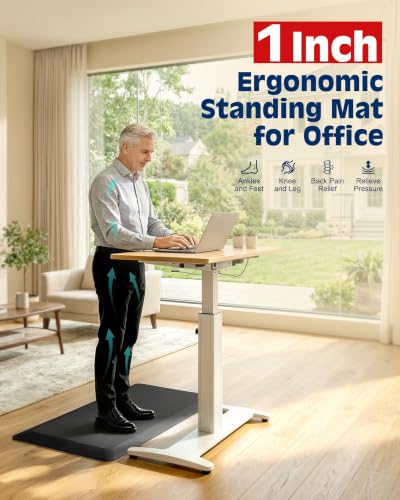 FEATOL 1 Inch Extra Thick Anti-Fatigue Mat for Standing Desk & Kitchen - color: Black, size: 24"L x 17"W x 1"Th