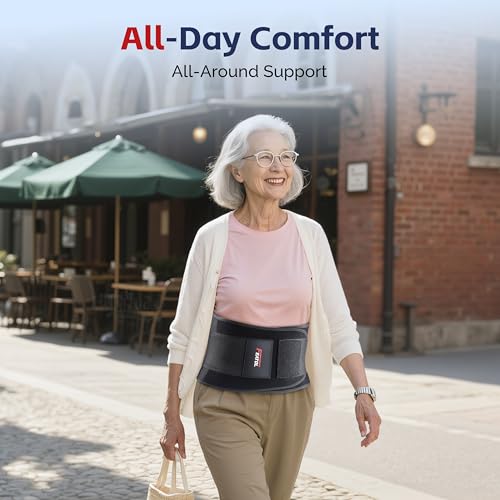 FEATOL Back Brace for Men Lower Back Pain Relief Lumbar Support Brace Waist Belt with Ergonomic 3D Silicone Pad for Heavy Lifting Work, Herniated Disc, Sciatica, S/M - size: Small/Medium(Pack of 1), style: Black
