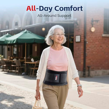 FEATOL Back Brace for Men Lower Back Pain Relief Lumbar Support Brace Waist Belt with Ergonomic 3D Silicone Pad for Heavy Lifting Work, Herniated Disc, Sciatica, S/M - size: Small/Medium(Pack of 1), style: Black
