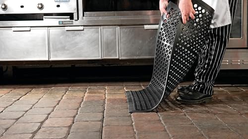 NoTrax 3' x 10' Anti-Fatigue Lightweight Restaurant Rubber Floor Mat with - color: Black, size: 3' x 10'