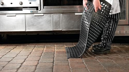 NoTrax 3' x 10' Anti-Fatigue Lightweight Restaurant Rubber Floor Mat with - color: Black, size: 3' x 10'
