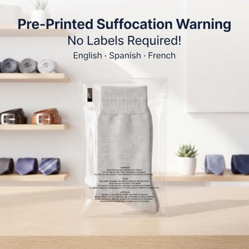 6” X 9” (200 Count) Self Seal Clear Poly Bags with Suffocation Warning - size: 6" X 9"