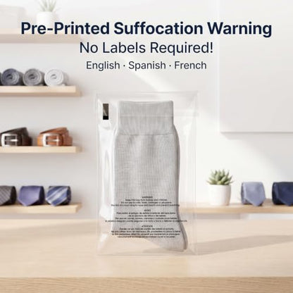 6” X 9” (200 Count) Self Seal Clear Poly Bags with Suffocation Warning - size: 6" X 9"