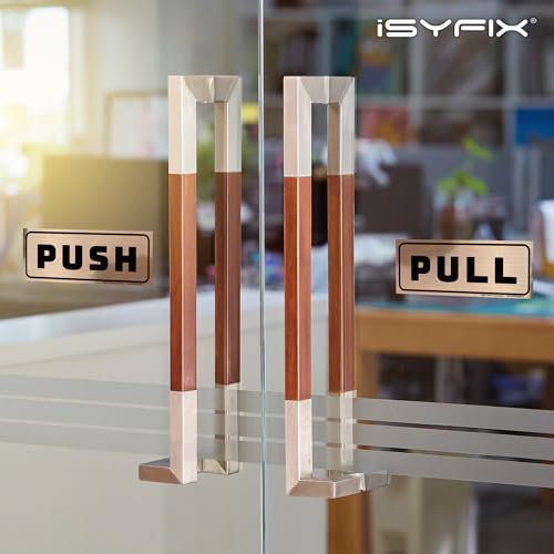 iSYFIX Push Pull Stickers Sign, 6x2.4 Inch, 2 Pack, Black/Brushed Gold - color: Black / Brushed Gold, size: Horizontal 2.4x6