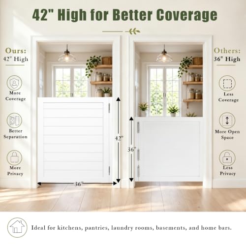 Saloon Swinging Doors 24/28/30/32/36 Inch Wide - White Heavy Duty Swing Cafe Doors with Hinges, Hardware & Install Guide - Single Swinging Half Door for Bar Kitchen Doorway Decor - color: White, size: Single Door 36"X42"