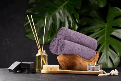 Salon Towels – Pack of 24 (16"x27") 100% Cotton Ring Spun – Ultra Soft, Highly Absorbent Hand Towels – Bulk for Spa, Gym & Salon (Purple Ash) - color: Purple Ash