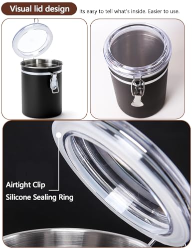 Walktosun Stainless Steel Food Container with Clear Lids Airtight Container Stackable Small Canisters Kitchen Pantry Storage for Cereal, Snacks, Candy, Herbs, Spices, Sugar, Tea (1.8L Dark Black-2) - color: 1.8L Dark Black-2